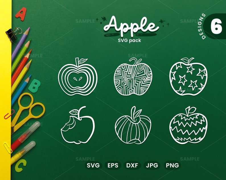 Apple SVG Pack 2 | Apple Svg Files for Cricut, Apple Designs Svg Cut ...