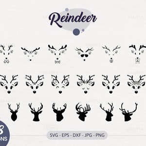 18 Reindeer SVG Bundle | Christmas Reindeer Svg Bundle, Reindeer Bundle, Christmas Svg, Reindeer Silhouette Png, Vector Reindeer Designs