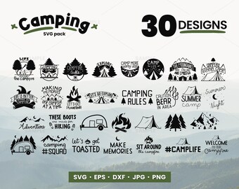 30 Camping SVG Bundle | Camp Life Svg, Campfire Svg, Summertime Adventure Svg, Explore Svg, Camping Bundle Svg Cut File, Instant Download