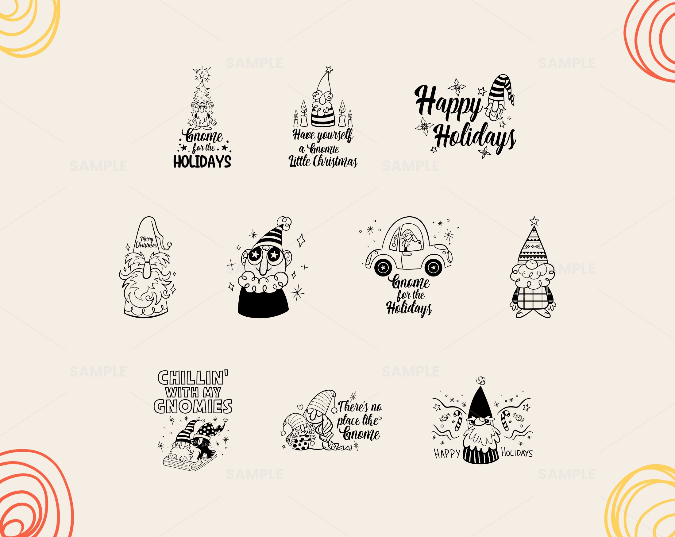 Gnome SVG | Bundle Clipart Cut Files Vector Cricut Tree Holiday Xmas ...