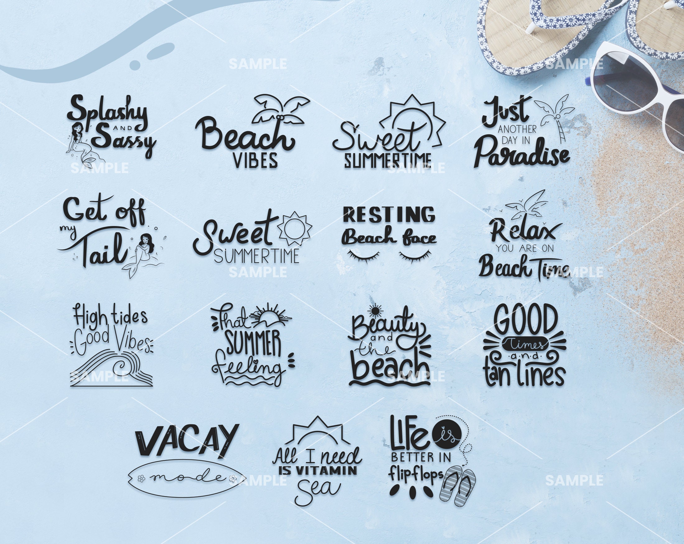 30 Beach SVG Bundle | Summer Bundle SVG, Summer Beach Quotes Big Bundle ...