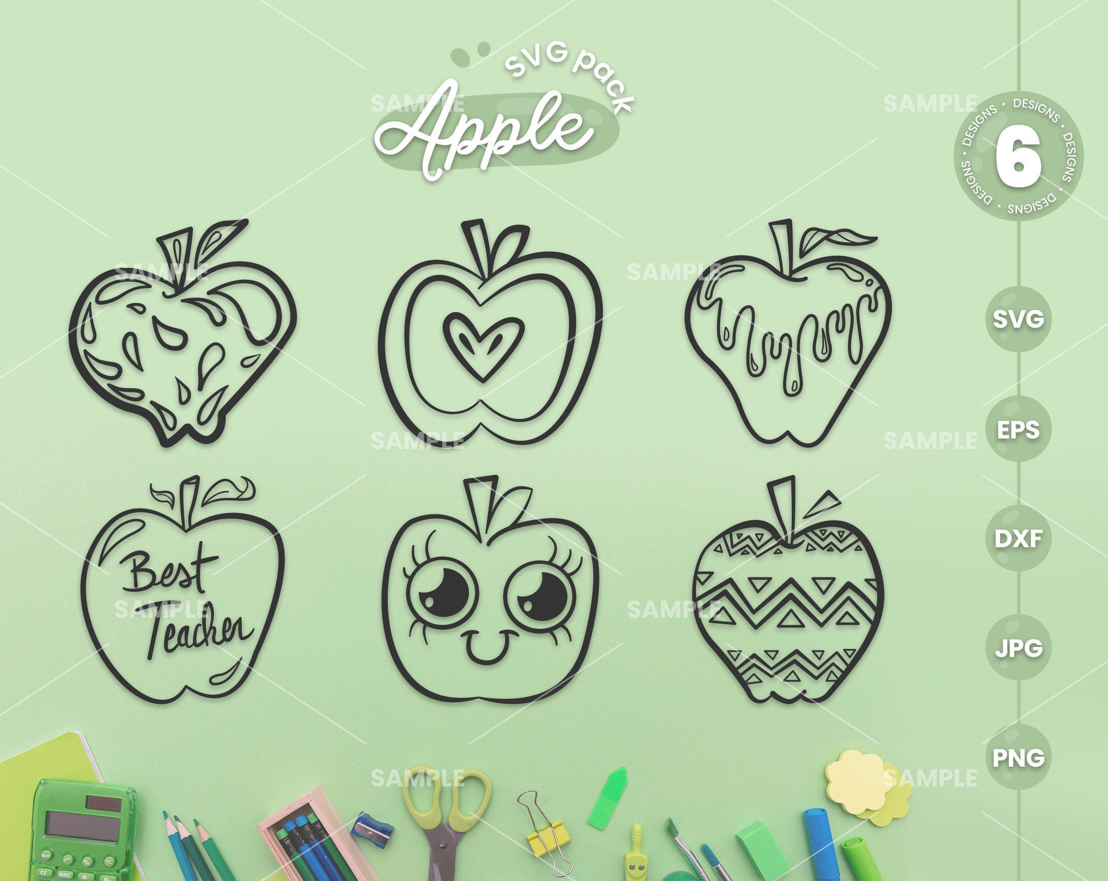 Apple SVG Pack 5 | Apple Svg Files for Cricut, Apple Designs Svg Cut ...