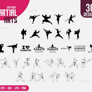 30 Martial Arts SVG Bundle | Karate SVG Bundle, Martial Arts, Taekwondo Svg, Martial Arts Digital, Karate Mom, Karate Dad, Karate Silhouette