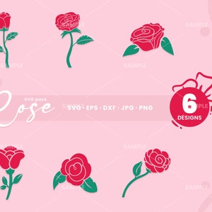 Roses SVG Pack 5 | Roses clipart svg, Roses bundle svg, roses cut file, floral svg, SVG Cut Files, Rose Vector - Instant Download