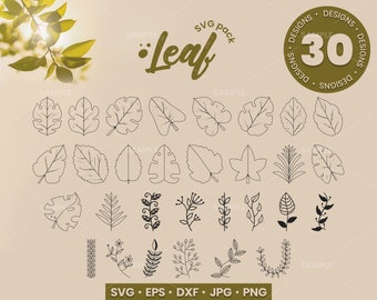 30 Leaf SVG Bundle | Leaves Svg Bundle,Leaf svg, Nature svg, Leaves Cutting Svg, Cricut File, Floral svg designs, Leaf Silhouette Svg files