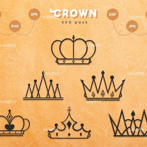 Crown SVG Pack 4 | Royal Crown Svg, King Crown SVG, Queen Crown SVG, Princess Tiara Svg, File For Cricut, Silhouette, Cut File, Dxf, Png