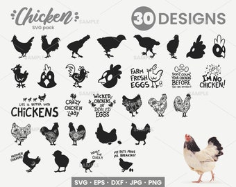 30 Chicken SVG Bundle | Hen Svg, Rooster Svg, Chicken Svg Funny, Chicken Clipart, Chicken Svg Bundle Hand Drawn, Chicken Silhouette, Hen Svg