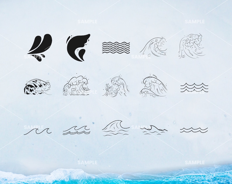 30 Waves SVG Bundle | Waves Designs SVG Cut Files, Wave Eps, Water Wave ...
