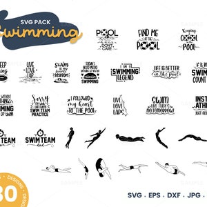30 Swimming SVG Bundle / Swimming Life Svg, Swimming Quotes, Swimmer Svg, Swim Vector, Swimmer Monogram Silhouette, SVG Swimmers, descargar