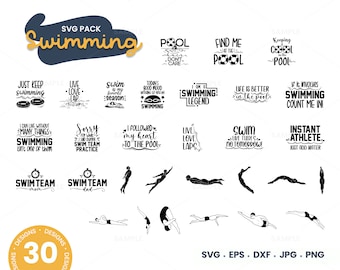 30 Schwimm SVG Bündel | Schwimmen Leben Svg, Schwimmen Zitate, Schwimmer Svg, Schwimm vektor, Schwimmer Monogramm Silhouette, SVG Schwimmer, download