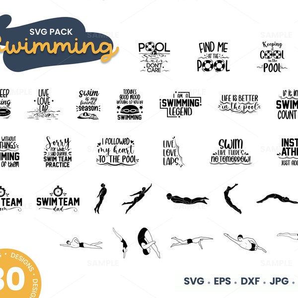 30 Swimming SVG Bundle | Swimming Life Svg, Swimming Quotes, Swimmer Svg, Swim Vector, Swimmer Monogram Silhouette, SVG Swimmers, download