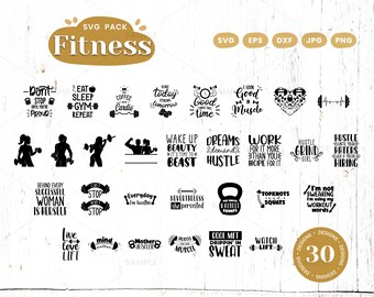 30 Fitness SVG Pack | Workout Svg Bundle, Workout Shirt SVG, Gym Shirt Svg, Fitness Svg, Fitness Svg design, Funny Gym Svg, Motivational Svg