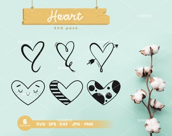 Heart SVG Pack 8 | Heart Bundle svg, Sketch Heart svg, PNG, PDF, Cricut, Cricut svg, Silhouette svg, Simple Hearts Svg, Valentine day svg