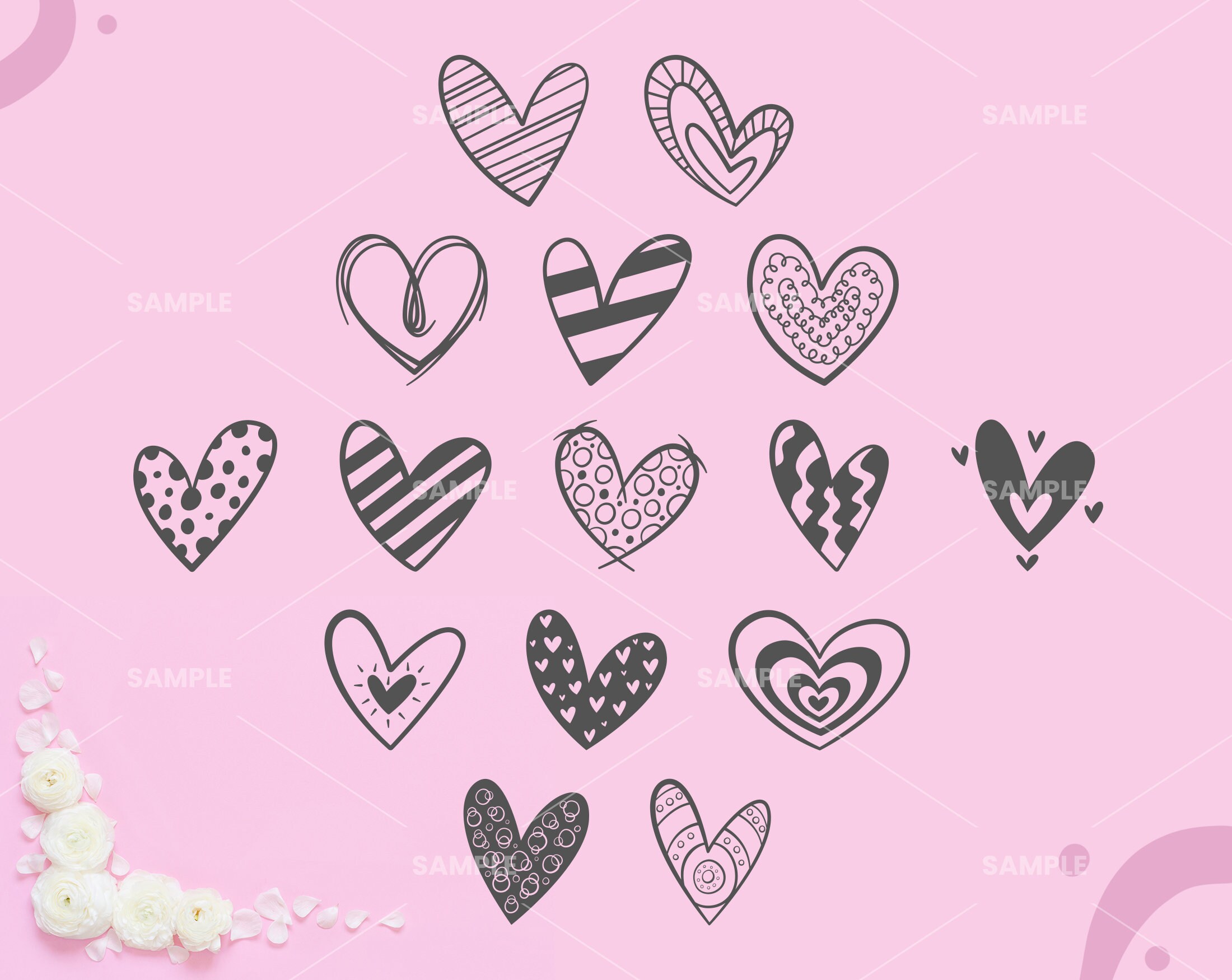 30 Heart SVG Bundle | Hand Drawn Hearts Svg Png, Valentines Day Svg ...