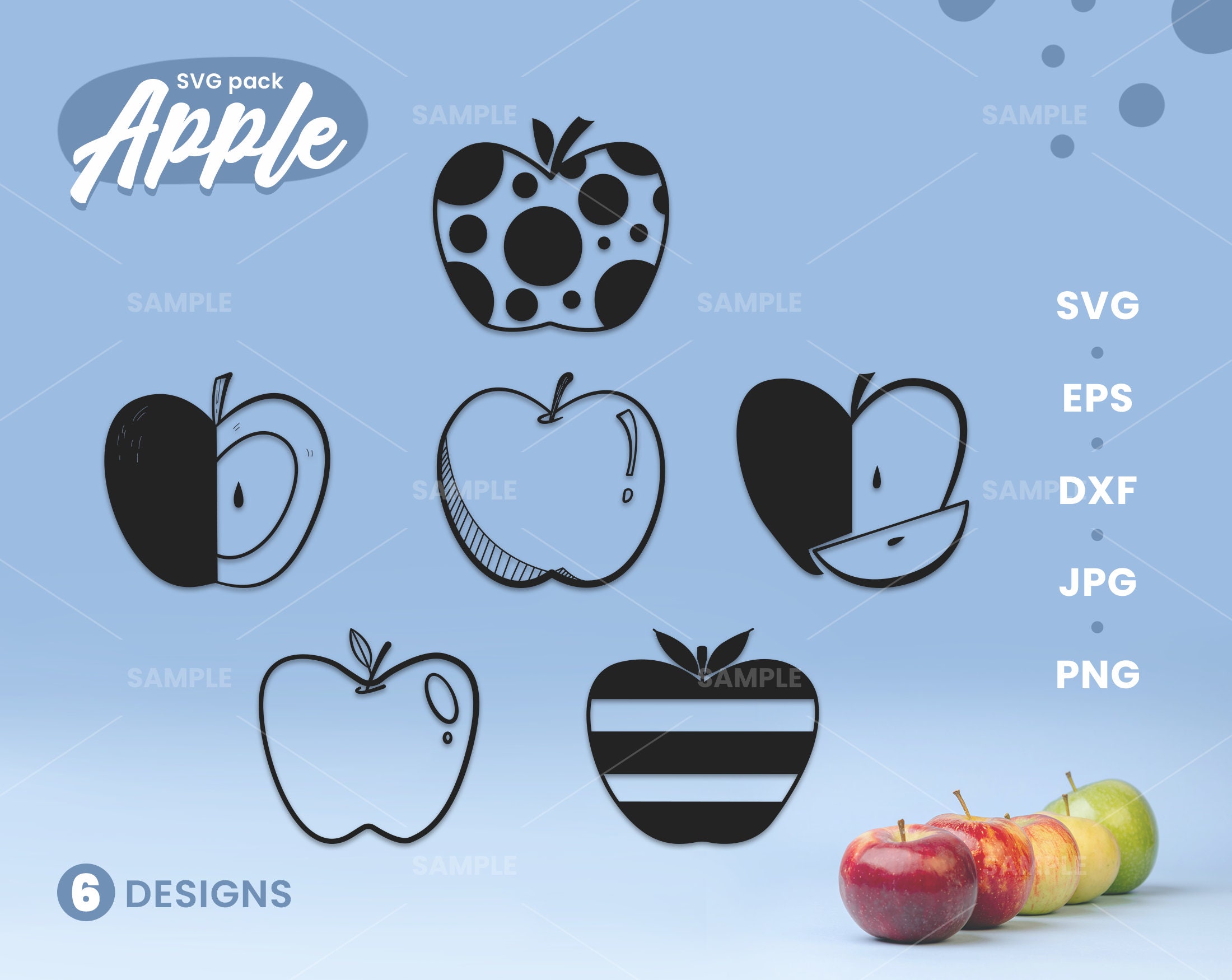 Apple SVG Pack 8 | Apple Svg Files for Cricut, Apple Designs Svg Cut ...