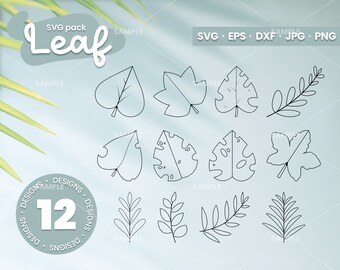 12 Leaf SVG Pack | Leaves Svg Bundle,Leaf svg, Nature svg, Leaves Cutting Svg, Cricut File, Floral svg designs, Leaf Silhouette Svg files