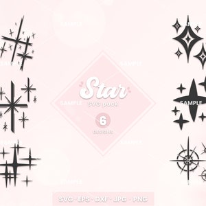 Stars SVG Pack 7 | Shooting Stars Sparkle SVG Bundle, Star Vector, Cutting DXF Files for Cricut and Silhouette, Star Svg Files