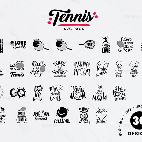 30 Tennis SVG Bundle | Loves Tennis Svg, Tennis Svg, Tennis Mom Svg, Tennis Racket Svg, Tennis Game Svg, Tennis Ball Svg,Tennis Sport Bundle