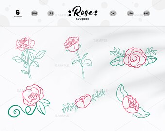 Róże SVG Pack 4 | Clipart róż svg, Pakiet róż svg, plik cięcia róż, kwiatowy svg, Pliki cięcia SVG, Wektor róży - Natychmiastowe pobieranie