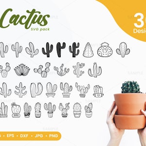 30 Cactus SVG Bundle | Svg files for cricut, Succulent svg, Plant svg, Cactus Clipart Collection, Desert Svg, Cactus designs, Cactus & Plant