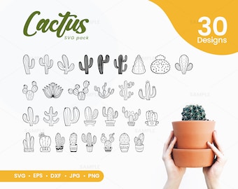 30 Cactus SVG Bundle | Svg files for cricut, Succulent svg, Plant svg, Cactus Clipart Collection, Desert Svg, Cactus designs, Cactus & Plant