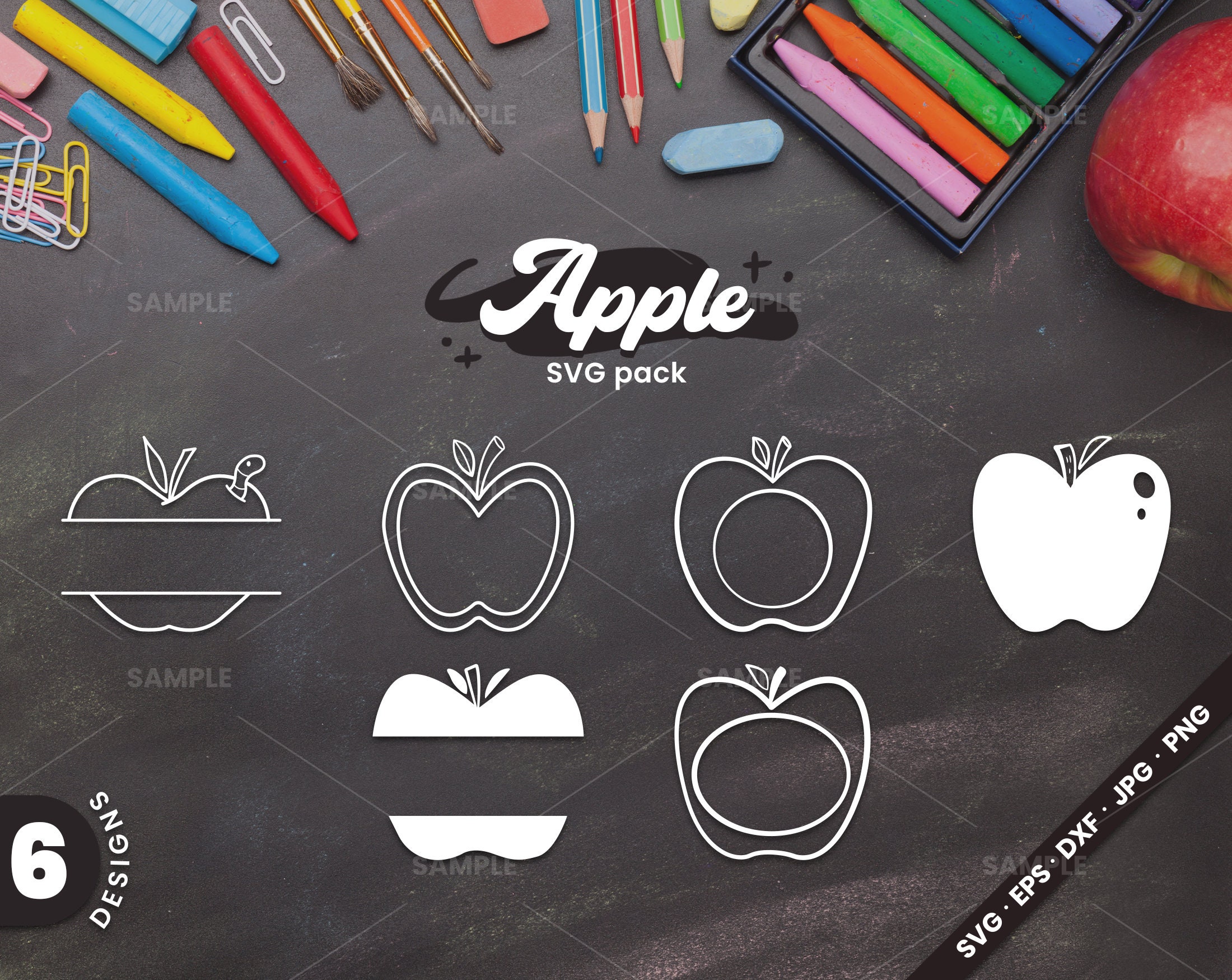 Apple SVG Pack 6 | Apple Svg Files for Cricut, Apple Designs Svg Cut ...