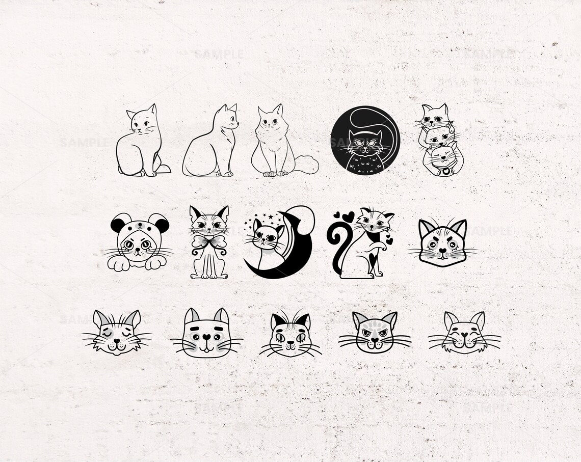 30 Cat Bundle SVG Cat Svg, Kitty Svg, Cute Cat Svg Files for Cricut, Cat Silhouette, Cat Svg