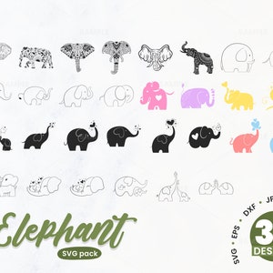 30 Elephant SVG Bundle | Elephant Svg, Elephant Png, Elephant Dxf, Elephant Svg For Cricut, Elephant Eps, Elephant Vector, Safari Animal Svg
