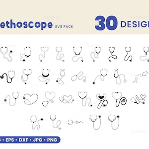 30 | de paquets SVG stéthoscope  Stéthoscope Svg Bundle, Stéthoscope Silhouette, Infirmière Svg, Hôpital Svg, Coeur Stéthoscope Svg,Digital Downlaod