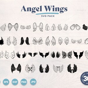 30 Angel Wings SVG Bundle | Angel Bundle Svg, Angel Wings Svg, Angel Wing Svg, Wings Silhouette, Wings PNG Cut File, Wings Printable Png
