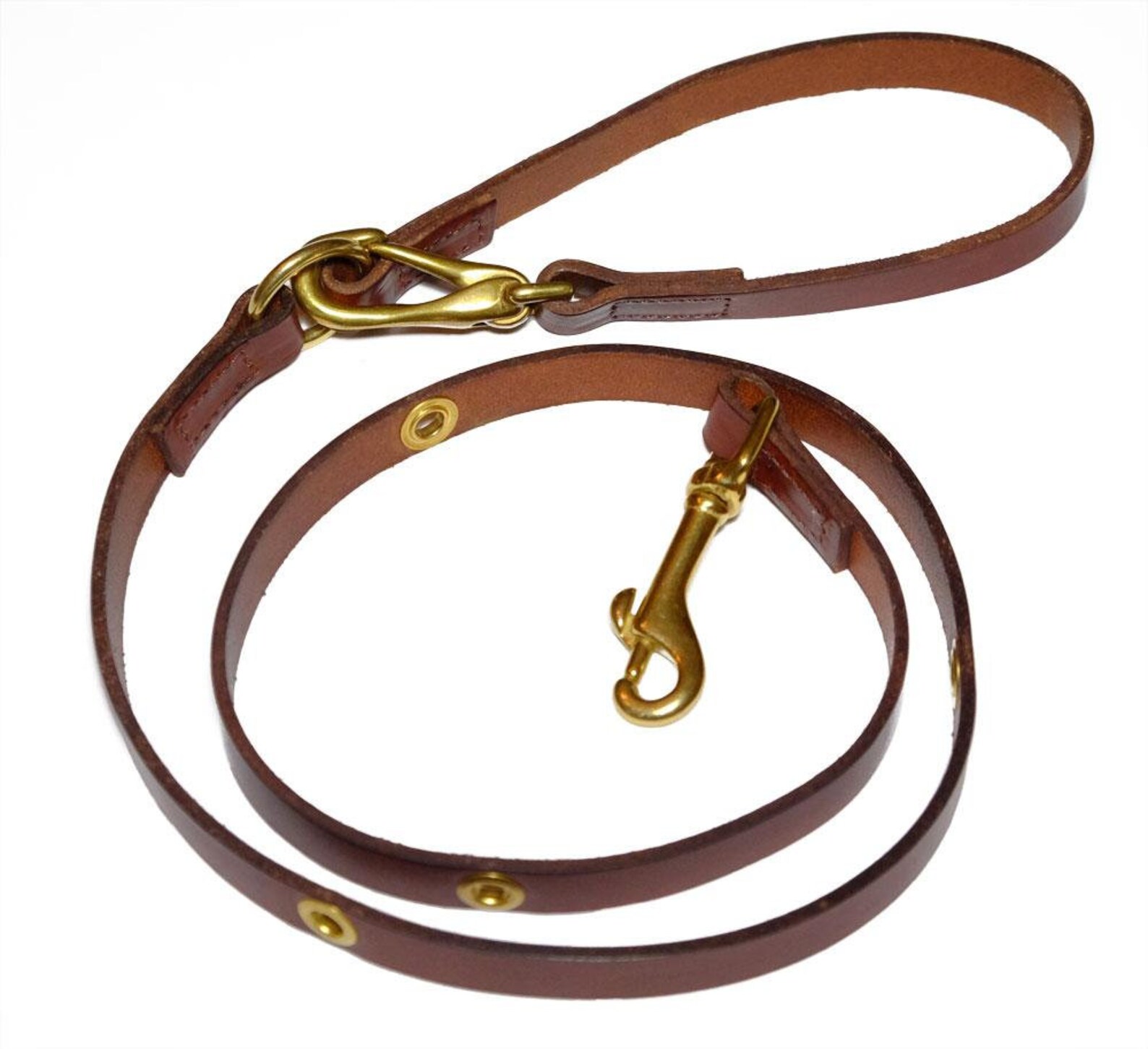 Luxury Handmade Dark Brown Leather Dog Lead & Slip Collar Package