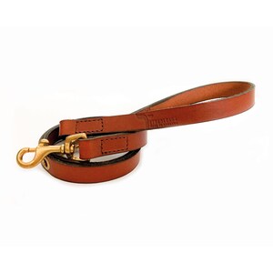 Luxury Adjustable Leather Dog Lead - Handmade in England in Tan - Unique Design for Tethering