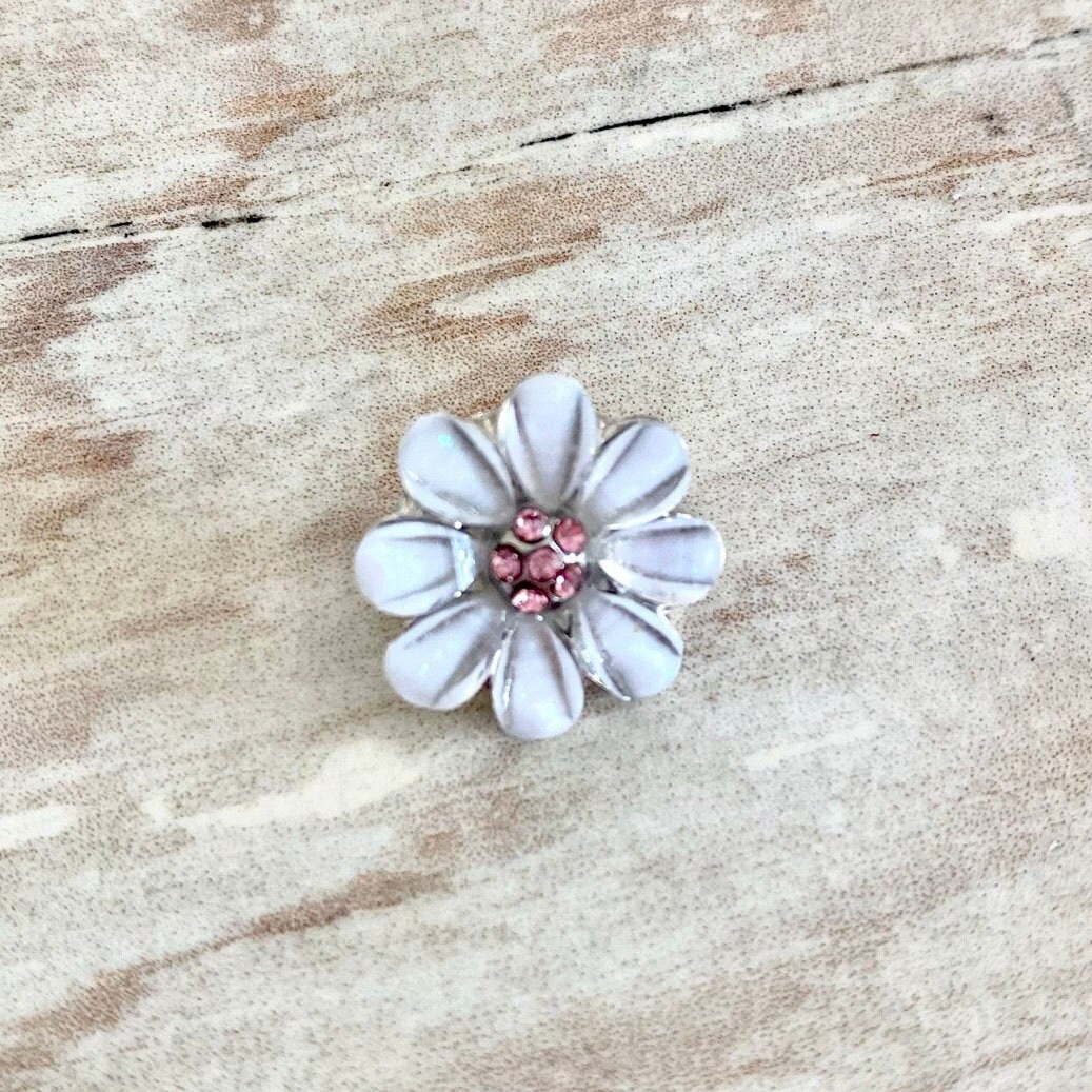 White Flower Snap Charm Button 18mm Flower Snap Charm 12mm Etsy.de