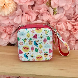 Handcrafted Tropical Travel Jewelry Box | Compact Organizer with Coordinating Zipper & Matching Wristlet Handle