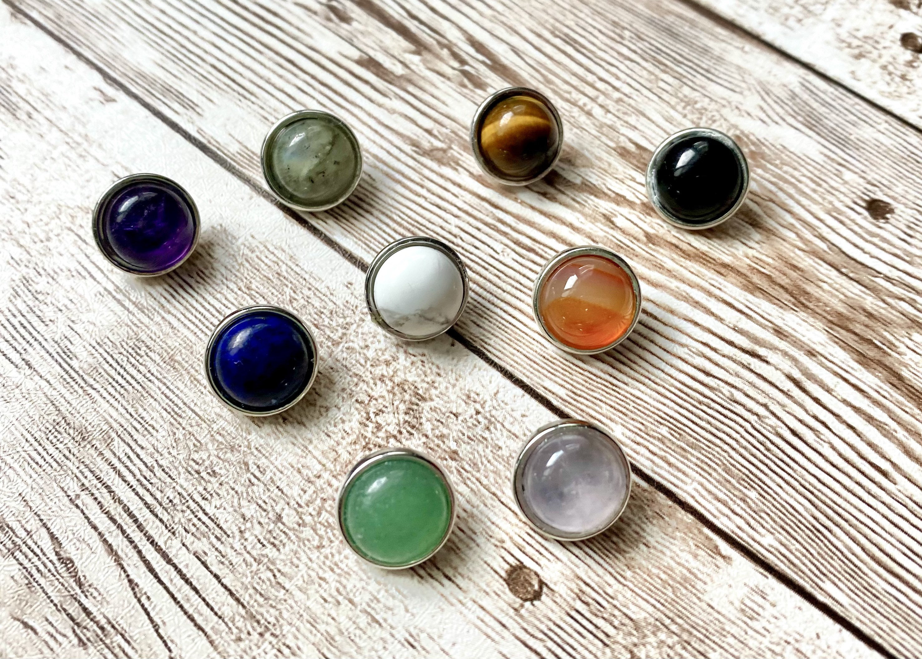 12mm Gemstone Jewelry Snap Charm button: Natural Stone Buttons