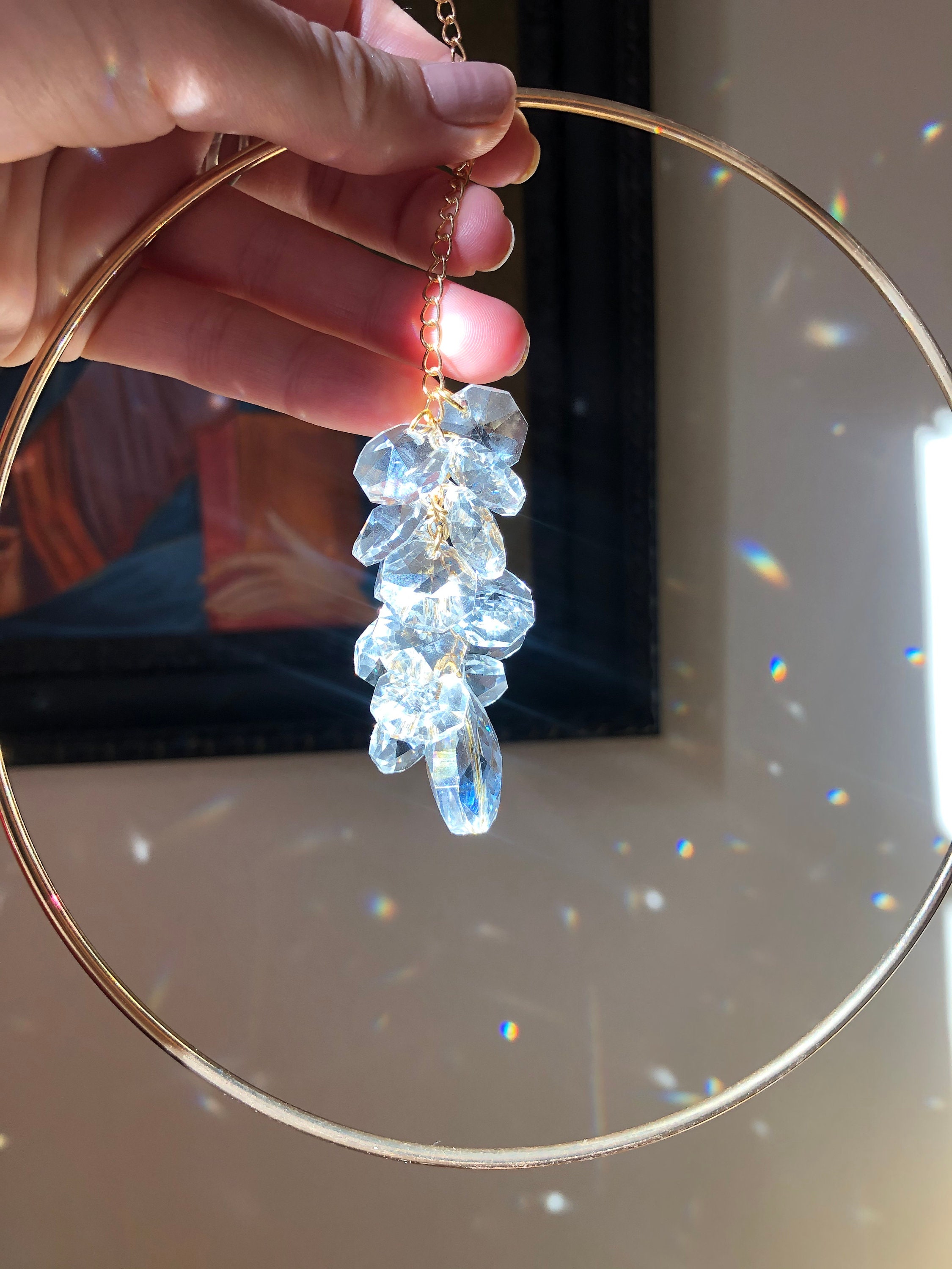 Suncatcher Kristall-Anhänger Bauhinia Design - 38mm Tropfen & 75mm Rund Für Fensterdekoration