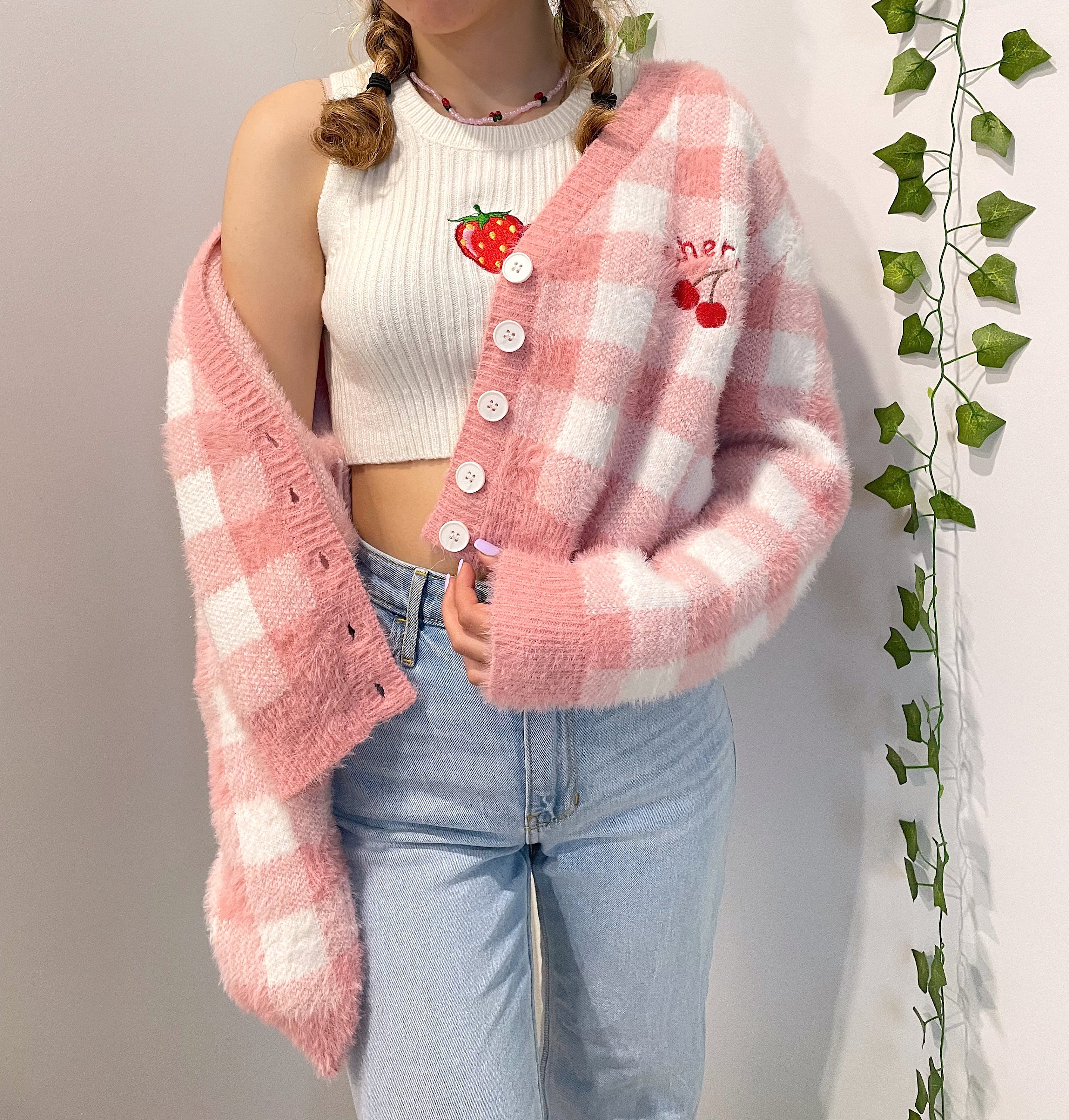 Cherry Cardigan Pastel Pink Styles Inspired | Etsy