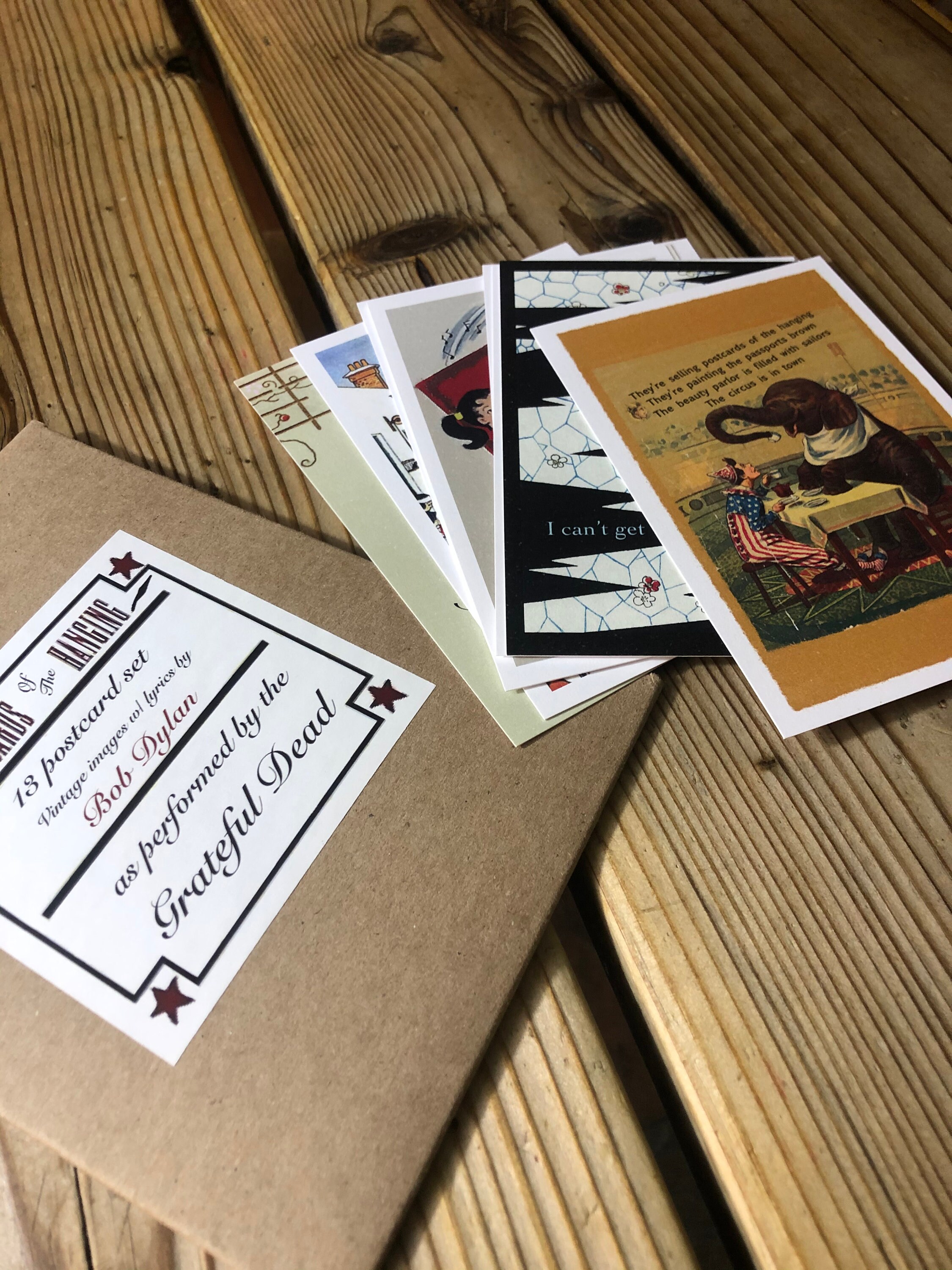 Postcards of the Hanging 13 Postcard Set Dylan Lyrics Etsy