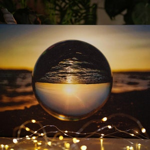 Canvas picture &quot;Golden Lens&quot;, picture, glass ball, decoration, sunset, sea