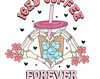 Café helado para siempre (Png), Café helado (Png), Café esqueleto (Png), Diseño de café helado (Png), Pegatina de café (Png), Clipart de café helado (Png), Esqueleto