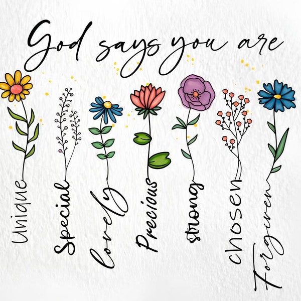 Dios dice que eres PNG SVG Descarga digital, Diseño cristiano de sublimación, Dios dice que eres PNG SVG, Versículo bíblico, Citas cristianas