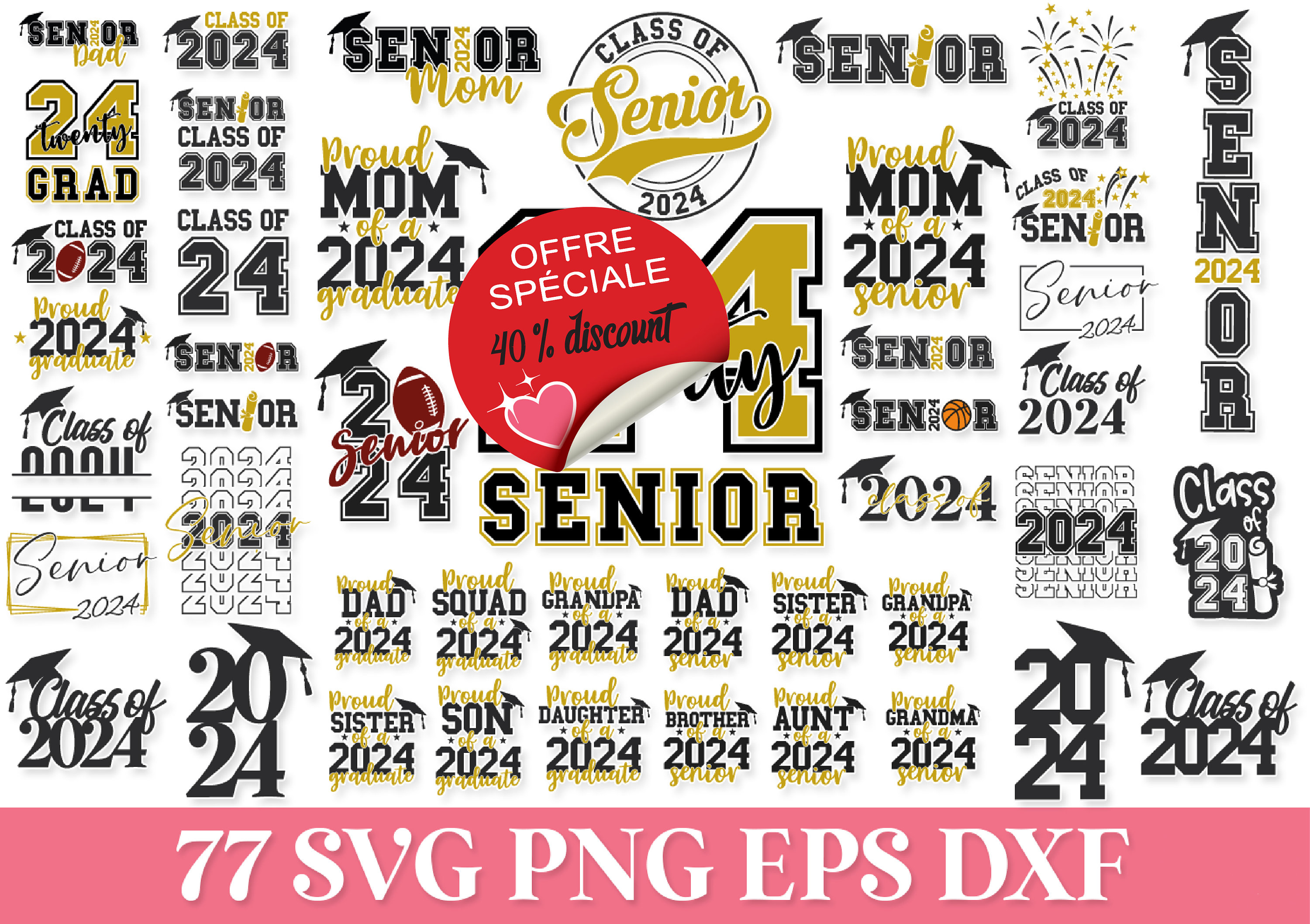 Mega Bundle of 77 Years Old, 2024 Graduation SVG, Graduation Svg, Class ...