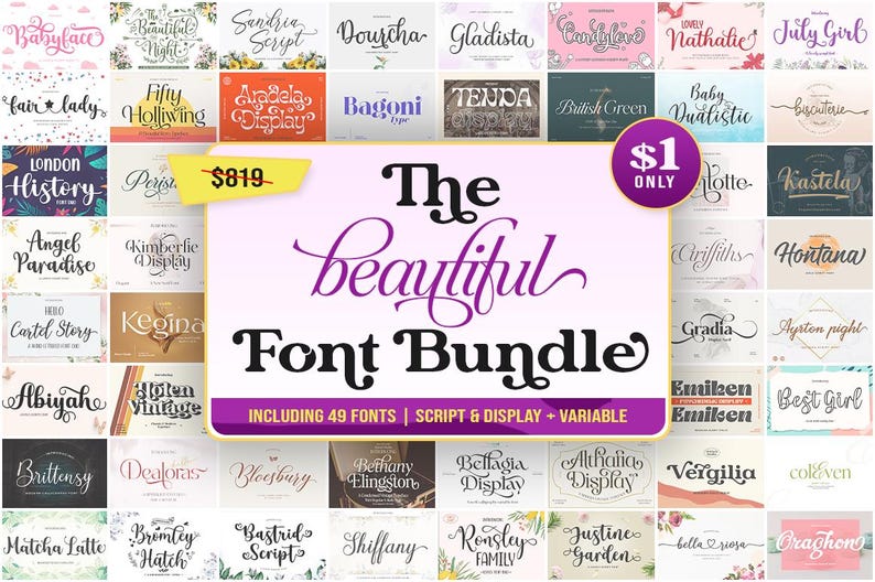 Graphics Font Pack 49 Digital Fonts Pack – Script, Serif, Sans Serif & Display Typefaces ...