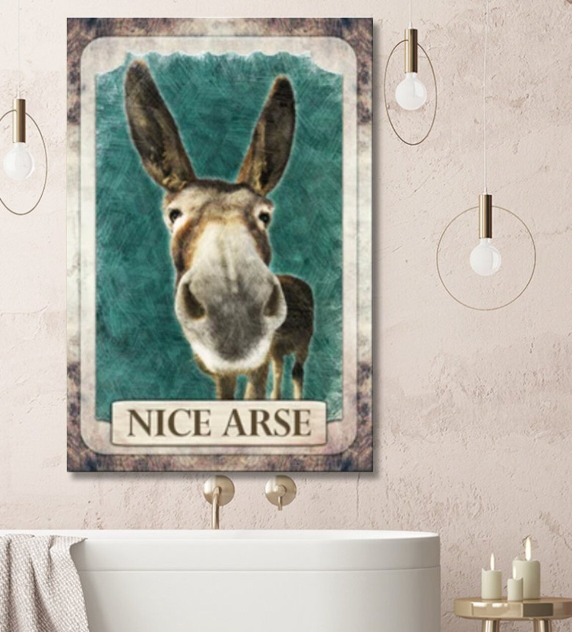 Nice Arse Donkey Retro Vintage Canvas Wall Art Bathroom Etsy