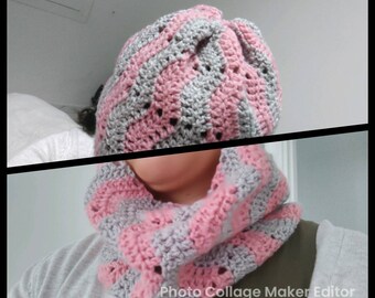 Crochet pattern Bundle. Beanie and neck warmer wave stitch