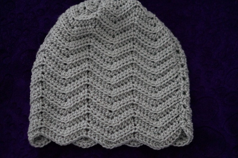 Chevron stitch beanie crochet pattern image 3