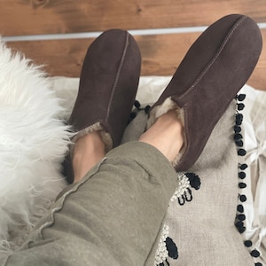 Follkee Slippers Santa Bambosh Brown Indoor Slipper Barefoot Slipper Boots Merino Wool