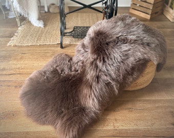 Follkee Melerade Sheepskin Rug Throw Fur Rug Sheepskin Rug throw, natural sheepskin, real sheepskin rug, chair throw, genuine leather rug