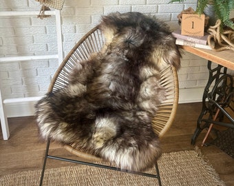 Follkee Melerade Sheepskin Rug Throw Fur Rug Sheepskin Rug throw, natural sheepskin, real sheepskin rug, chair throw, genuine leather rug