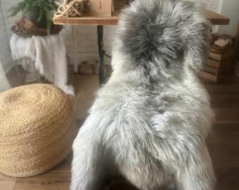 Follkee Melerade Sheepskin Rug Throw Fur Rug Sheepskin Rug throw, natural sheepskin, real sheepskin rug, chair throw, genuine leather rug